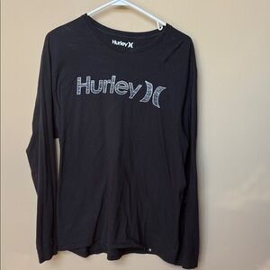 Hurley Men's Black Graphic Long Sleeve Tee